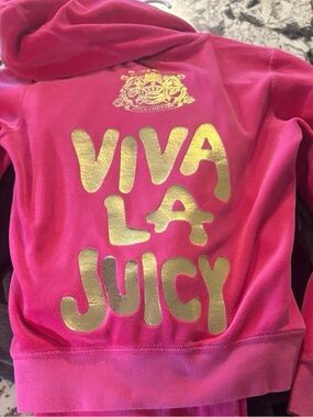 Juicy Couture Pink Hoodie with Gold 'Viva La Juicy' Graphic